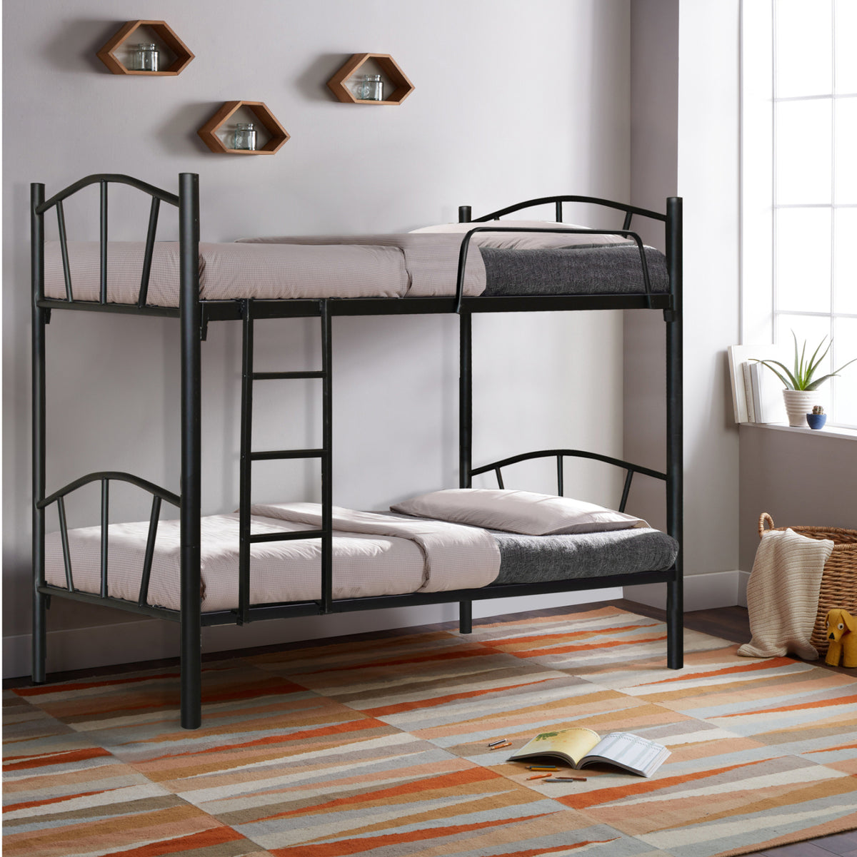 FLOOR METAL BUNK BED 90x190cm