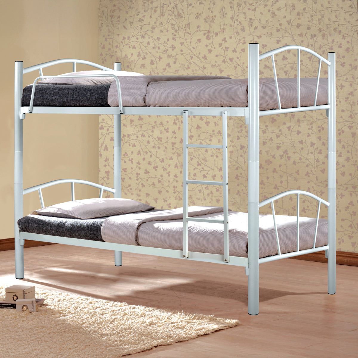 FLOOR METAL BUNK BED WHITE 90x190cm