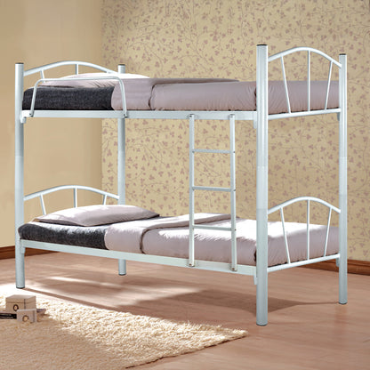 FLOOR METAL BUNK BED WHITE 90x190cm