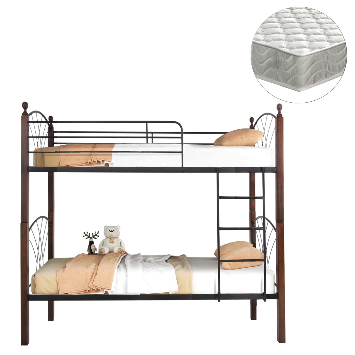 ΚΟΥΚΕΤΑ ΜΕ ΣΤΡΩΜΑΤΑ STOREY ΜΕΤΑΛΛΟ & ΞΥΛΟ RUBBERWOOD ΓΙΑ ΣΤΡΩΜΑΤΑ 90x190εκ
