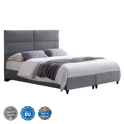 ΚΡΕΒΑΤΙ MILO ΑΠΟ ΓΚΡΙ ΒΕΛΟΥΔΟ ΓΙΑ ΣΤΡΩΜΑ 160x200εκ
