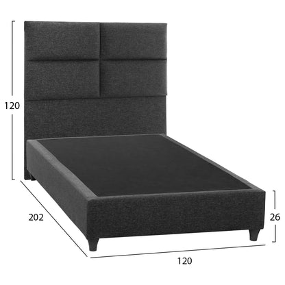 ΚΡΕΒΑΤΙ MILO ΑΠΟ ΓΚΡΙ ΥΦΑΣΜΑ ΓΙΑ ΣΤΡΩΜΑ 120x200εκ
