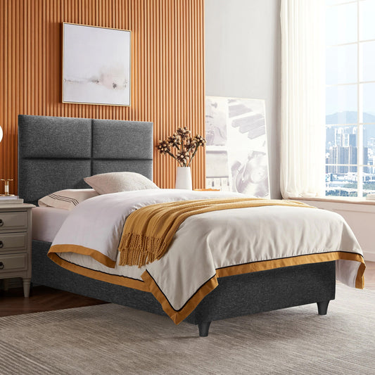 ΚΡΕΒΑΤΙ MILO ΑΠΟ ΓΚΡΙ ΥΦΑΣΜΑ ΓΙΑ ΣΤΡΩΜΑ 90x200εκ