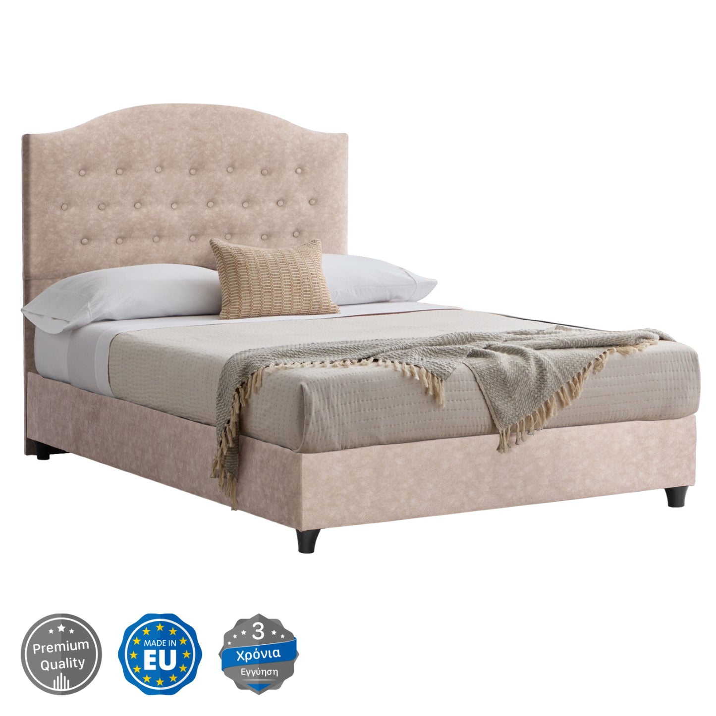 ΚΡΕΒΑΤΙ MALENA ΑΠΟ ΜΠΕΖ ΥΦΑΣΜΑ NUBUCK ΓΙΑ ΣΤΡΩΜΑ 120x200εκ