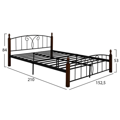 ΚΡΕΒΑΤΙ ΔΙΠΛΟ SUZIE ΓΙΑ ΣΤΡΩΜΑ ΜΕΤΑΛΛΟ RUBBERWOOD 150x200εκ