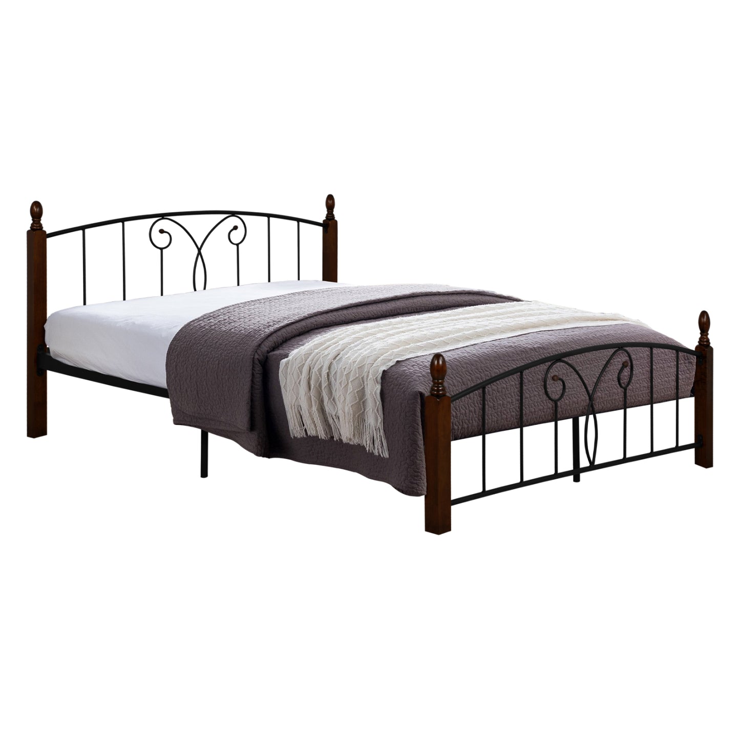 ΚΡΕΒΑΤΙ ΔΙΠΛΟ SUZIE ΓΙΑ ΣΤΡΩΜΑ ΜΕΤΑΛΛΟ RUBBERWOOD 150x200εκ