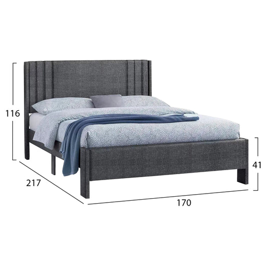 ΚΡΕΒΑΤΙ ΔΙΠΛΟ CREDENCE ΓΚΡΙ ΥΦΑΣΜΑ ΓΙΑ ΣΤΡΩΜΑ 160x200εκ
