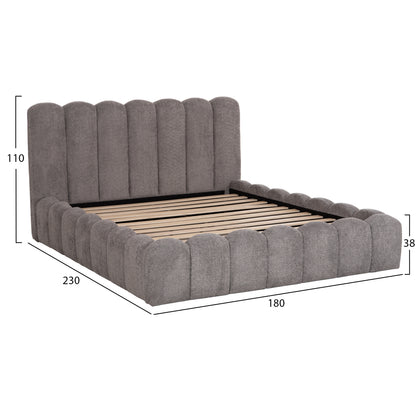 ΚΡΕΒΑΤΙ ΔΙΠΛΟ MARIUS ΓΚΡΙ CHENILLE ΥΦΑΣΜΑ ΓΙΑ ΣΤΡΩΜΑ 160x200εκ