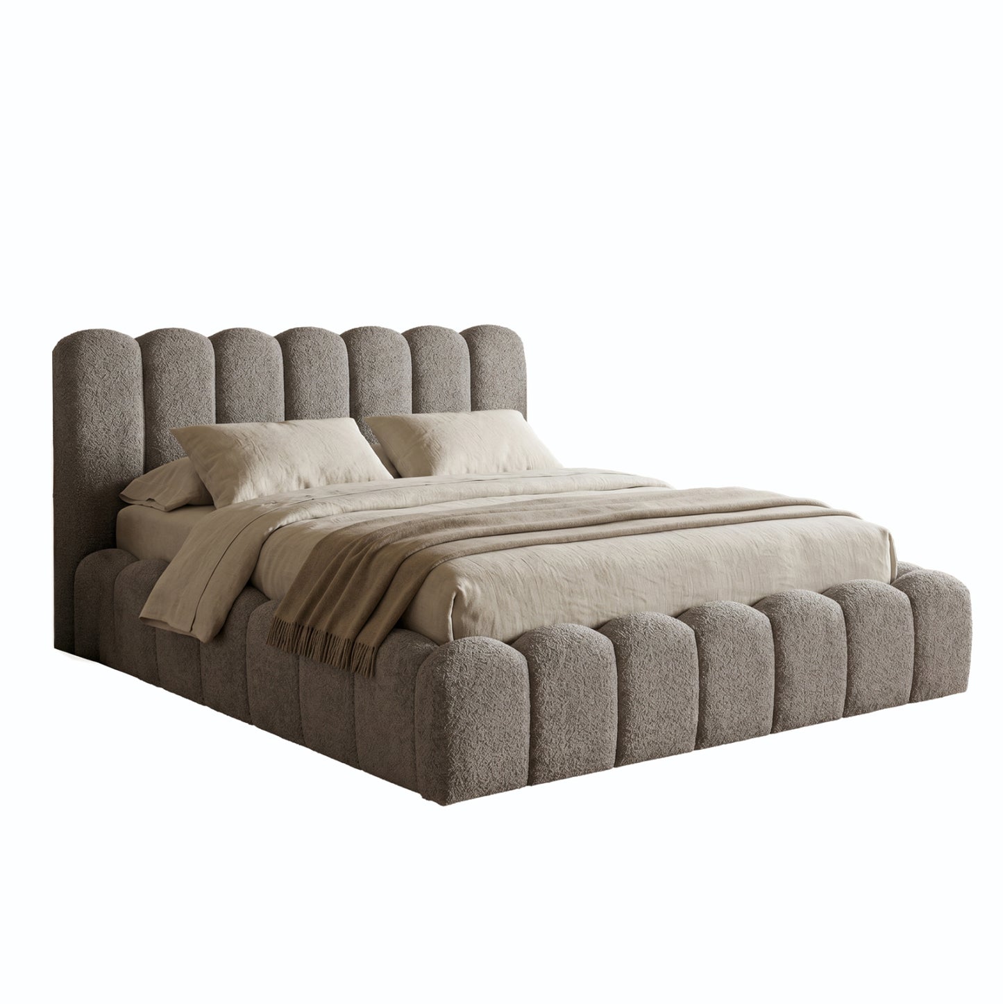 ΚΡΕΒΑΤΙ ΔΙΠΛΟ MARIUS ΓΚΡΙ CHENILLE ΥΦΑΣΜΑ ΓΙΑ ΣΤΡΩΜΑ 160x200εκ