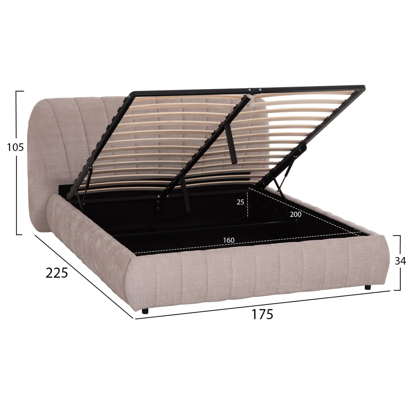 ΚΡΕΒΑΤΙ ΔΙΠΛΟ ΜΕ ΑΠΟΘ. ΧΩΡΟ WEYLON ΥΦΑΣΜΑ ΜΠΕΖ ΓΙΑ ΣΤΡΩΜΑ 160x200εκ