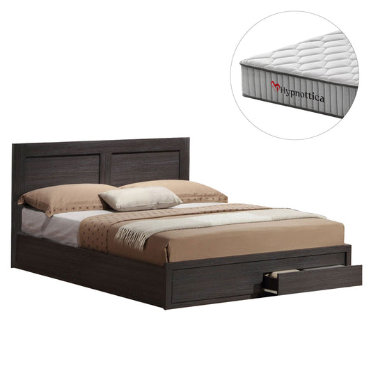 DOUBLE BED CAPRI WITH TWO DRAWERS & MELAMINE MATTRESS ZEBRANO FOR 140x200cm