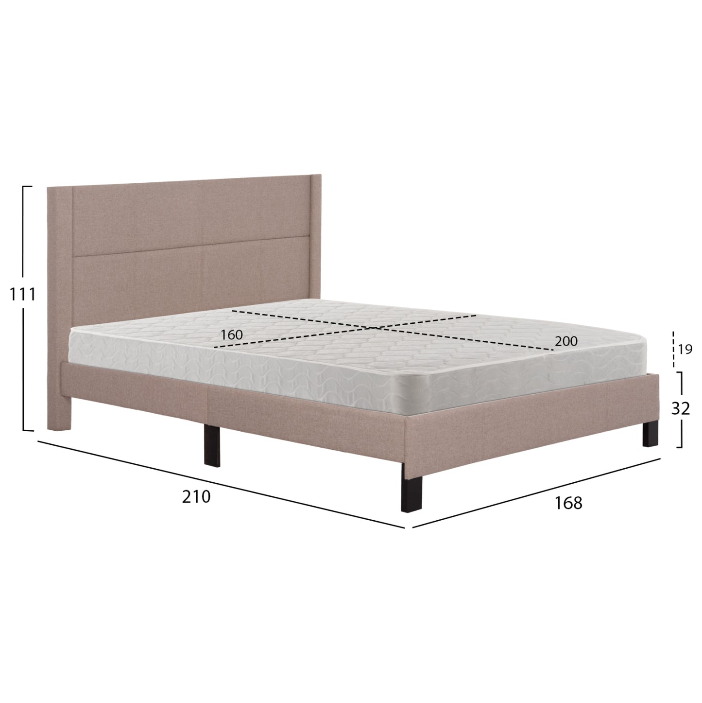 ΚΡΕΒΑΤΙ ΔΙΠΛΟ & ΣΤΡΩΜΑ TRILLOP ΜΠΕΖ ΥΦΑΣΜΑ ΓΙΑ 160x200εκ