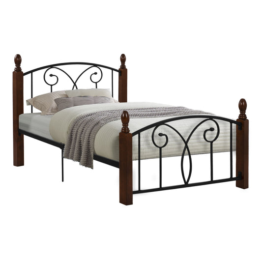 ΚΡΕΒΑΤΙ SUZIE ΜΕΤΑΛΛΟ RUBBERWOOD ΓΙΑ ΣΤΡΩΜΑ 110x190εκ