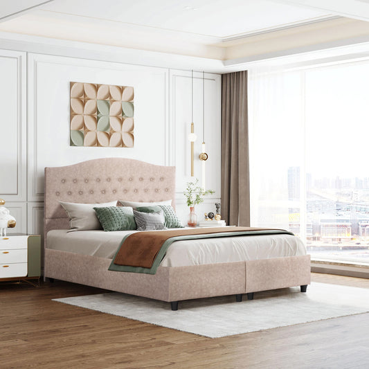 ΚΡΕΒΑΤΙ MALENA ΜΠΕΖ ΥΦΑΣΜΑ Τ. NUBUCK ΓΙΑ ΣΤΡΩΜΑ 150x200εκ
