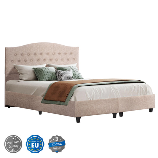 ΚΡΕΒΑΤΙ MALENA ΜΠΕΖ ΥΦΑΣΜΑ Τ. NUBUCK ΓΙΑ ΣΤΡΩΜΑ 150x200εκ