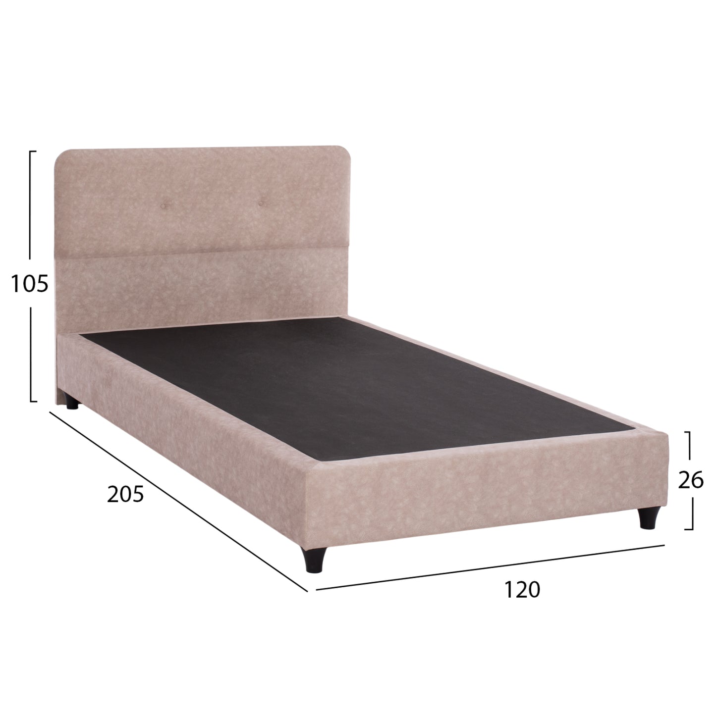 ΚΡΕΒΑΤΙ DOLORES ΜΠΕΖ ΥΦΑΣΜΑ τ.NUBUCK 120x200εκ