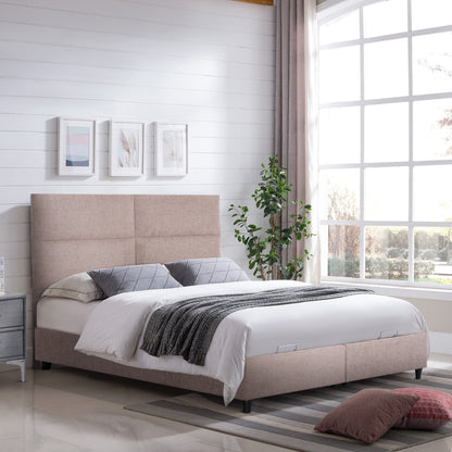 MILO BED WITH STORAGE BEIGE TEDDY FABRIC FOR 140x200cm MATTRESS