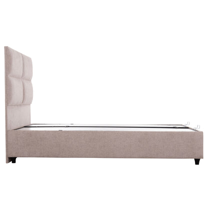 MILO BED WITH STORAGE BEIGE TEDDY FABRIC FOR 140x200cm MATTRESS