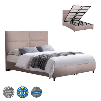 MILO BED WITH STORAGE BEIGE TEDDY FABRIC FOR 140x200cm MATTRESS