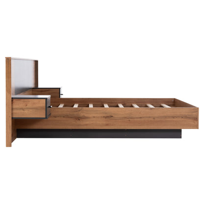 ΚΡΕΒΑΤΙ ΜΕ ΚΟΜΟΔΙΝΑ CARYS ΜΕΛΑΜΙΝΗ ΣΕ ΦΥΣΙΚΟ/ΓΚΡΙ ΣΤΡΩΜΑ 160x200εκ
