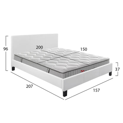 ΚΡΕΒΑΤΙ ΜΕ ΣΤΡΩΜΑ BECCA ΛΕΥΚΟ PU ΓΙΑ 150x200εκ