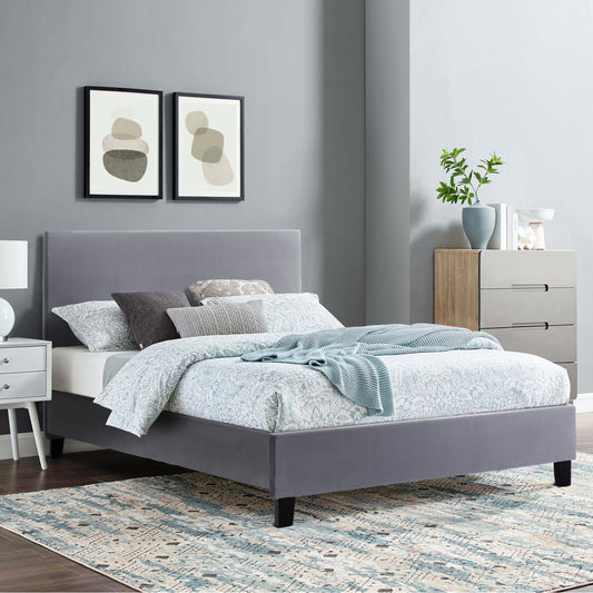 BED WITH MATTRESS BECCA GREY FABRIC FOR 150x200cm