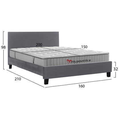 ΚΡΕΒΑΤΙ ΜΕ ΣΤΡΩΜΑ BECCA ΓΚΡΙ ΥΦΑΣΜΑ ΓΙΑ 150x200εκ