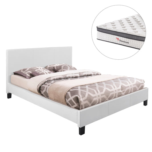 ΚΡΕΒΑΤΙ ΜΕ ΣΤΡΩΜΑ BECCA ΛΕΥΚΟ PU ΓΙΑ 150x200εκ