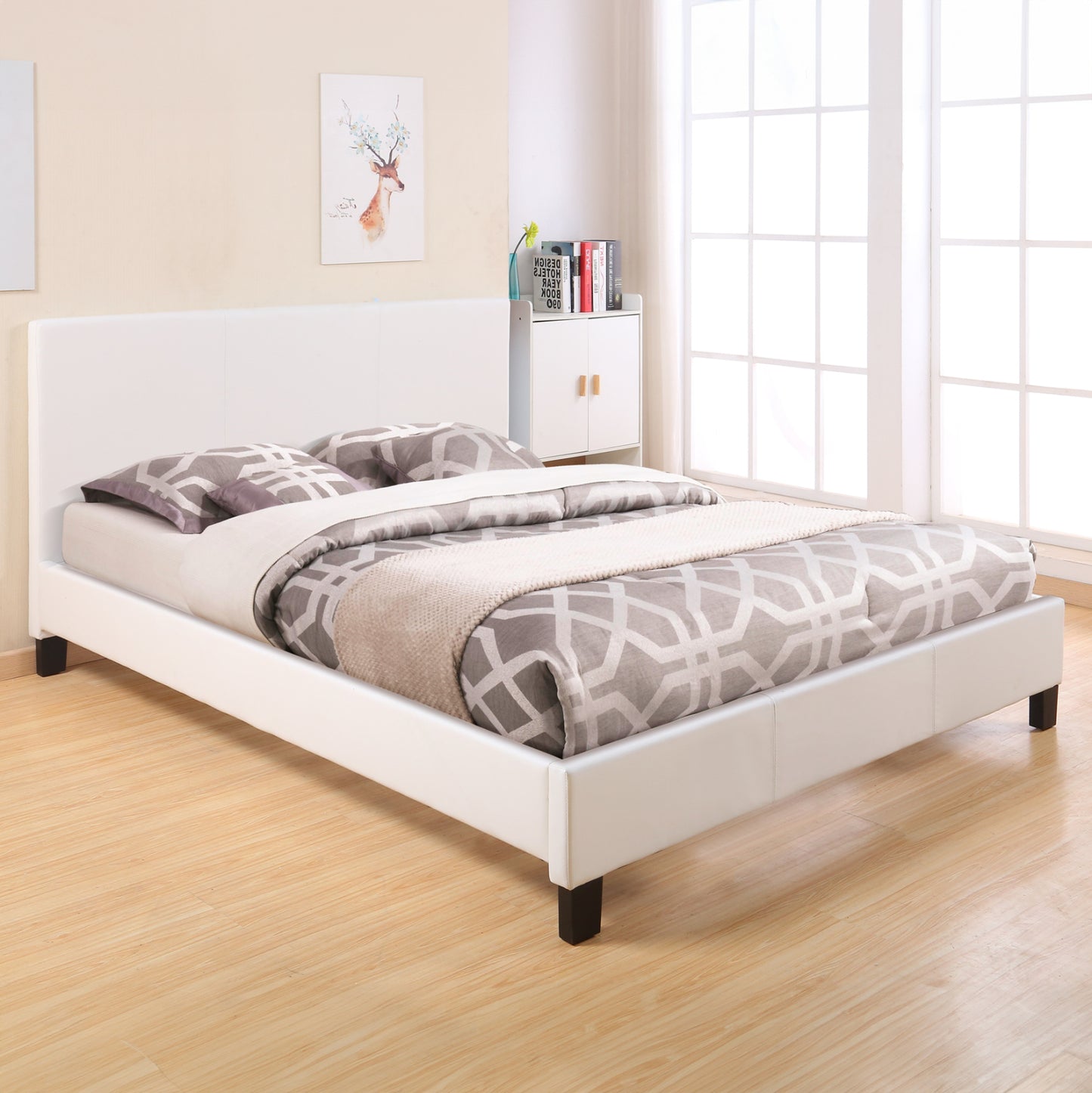 ΚΡΕΒΑΤΙ ΜΕ ΣΤΡΩΜΑ BECCA ΛΕΥΚΟ PU ΓΙΑ 150x200εκ