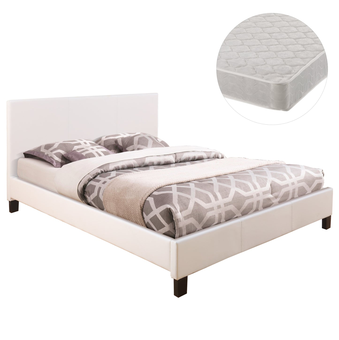 ΚΡΕΒΑΤΙ ΜΕ ΣΤΡΩΜΑ BECCA ΛΕΥΚΟ PU ΓΙΑ 150x200εκ