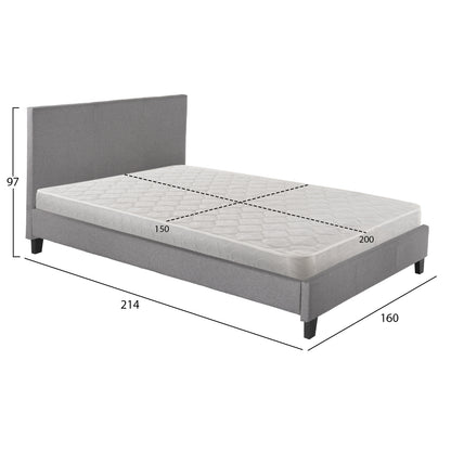ΚΡΕΒΑΤΙ ΜΕ ΣΤΡΩΜΑ BECCA ΓΚΡΙ ΥΦΑΣΜΑ ΓΙΑ 150x200εκ