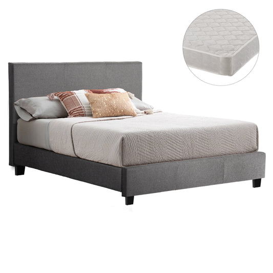 ΚΡΕΒΑΤΙ ΜΕ ΣΤΡΩΜΑ BECCA ΓΚΡΙ ΥΦΑΣΜΑ ΓΙΑ 150x200εκ