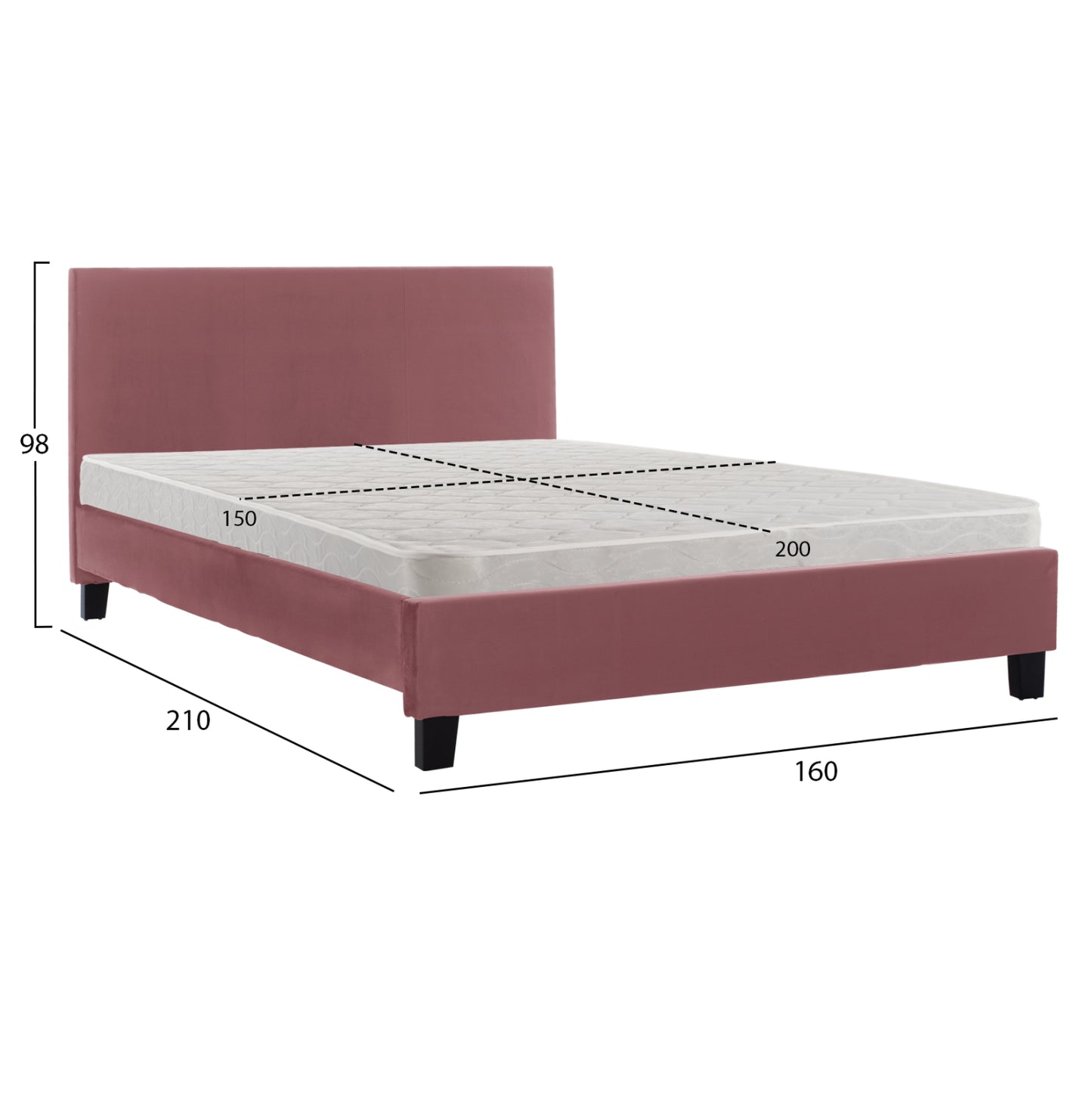 ΚΡΕΒΑΤΙ ΜΕ ΣΤΡΩΜΑ BECCA ΣΑΠΙΟ ΜΗΛΟ ΒΕΛΟΥΔΟ ΓΙΑ 150x200εκ