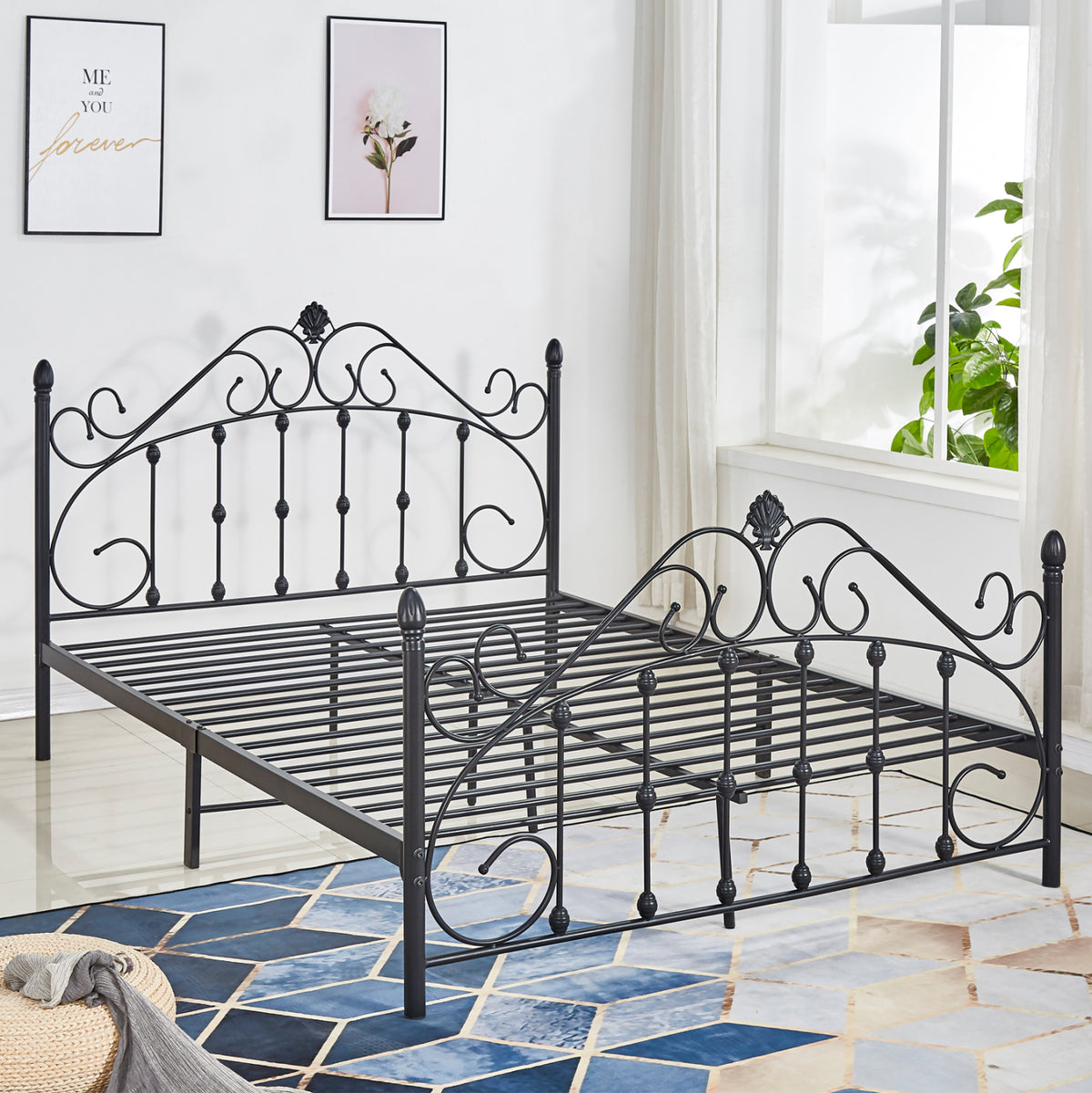 MADEN METAL BED BLACK COLOR 150x200cm