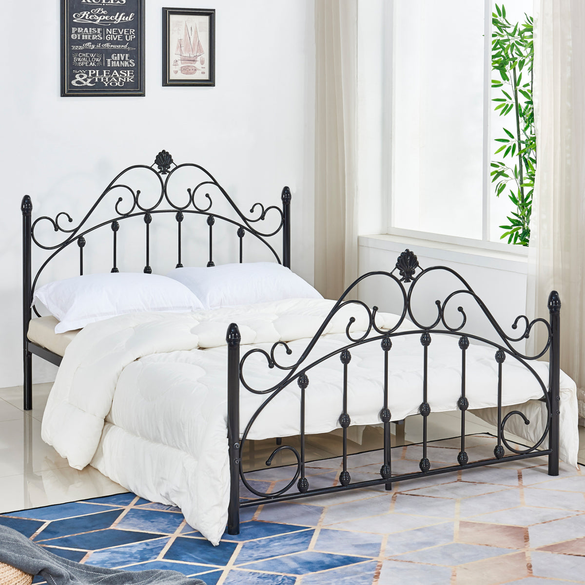 MADEN METAL BED BLACK COLOR 150x200cm
