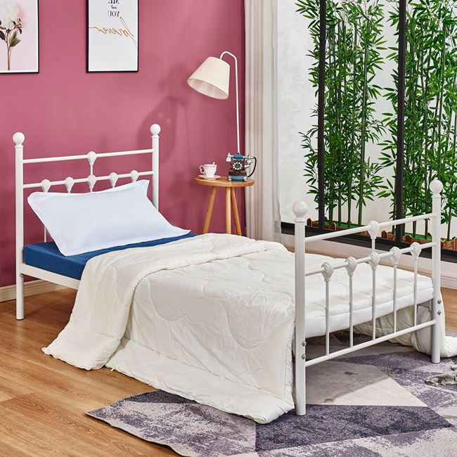 KAMIL METAL BED WHITE COLOR 90x190cm