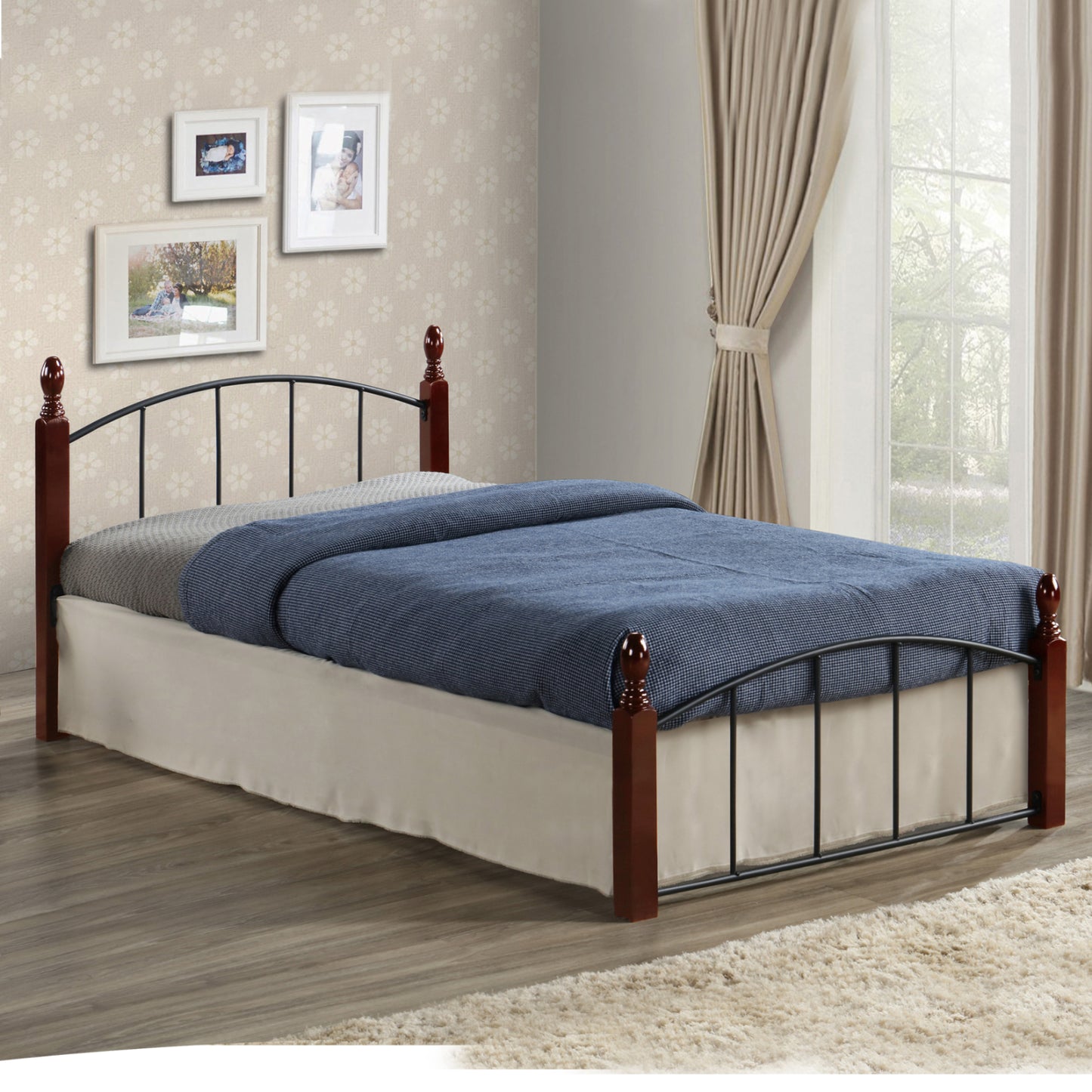 ΚΡΕΒΑΤΙ MAKAI ΜΕΤΑΛΛΟ RUBBERWOOD ΚΑΡΥΔΙ ΓΙΑ ΣΤΡΩΜΑ 90x190εκ