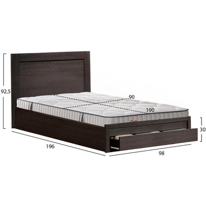 SINGLE BED WITH DRAWER & MATTRESS MELANY MELAMINE ZEBRANO FOR 90x190cm