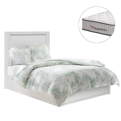 SINGLE BED WITH DRAWER & MELANY MATTRESS WHITE MELAMINE FOR 90x190cm