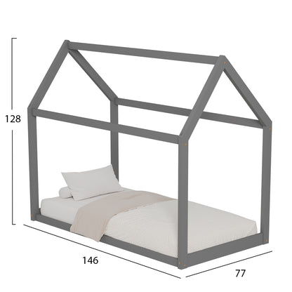 ΚΡΕΒΑΤΙ ΠΑΙΔΙΚΟ PEPE HM678.05 τ.MONTESSORI ΞΥΛΟ ΠΕΥΚΟ ΓΚΡΙ- 140x70εκ