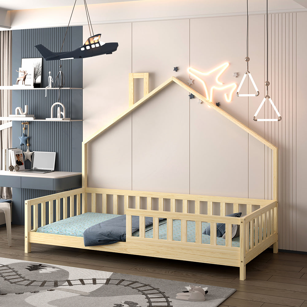 ΚΡΕΒΑΤΙ ΠΑΙΔΙΚΟ HOUSER τ.MONTESSORI ΞΥΛΟ ΠΕΥΚΟ ΦΥΣΙΚΟ ΓΙΑ 190x90εκ