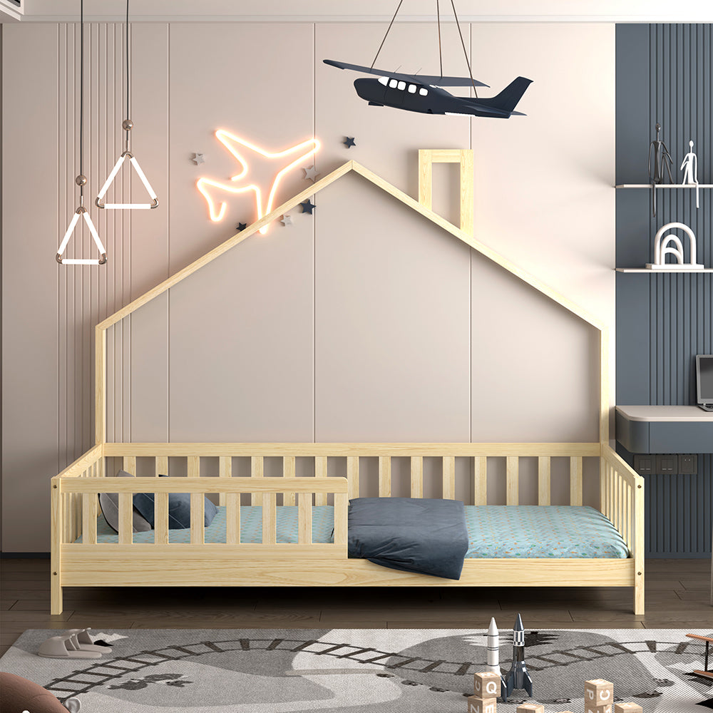 ΚΡΕΒΑΤΙ ΠΑΙΔΙΚΟ HOUSER τ.MONTESSORI ΞΥΛΟ ΠΕΥΚΟ ΦΥΣΙΚΟ ΓΙΑ 190x90εκ