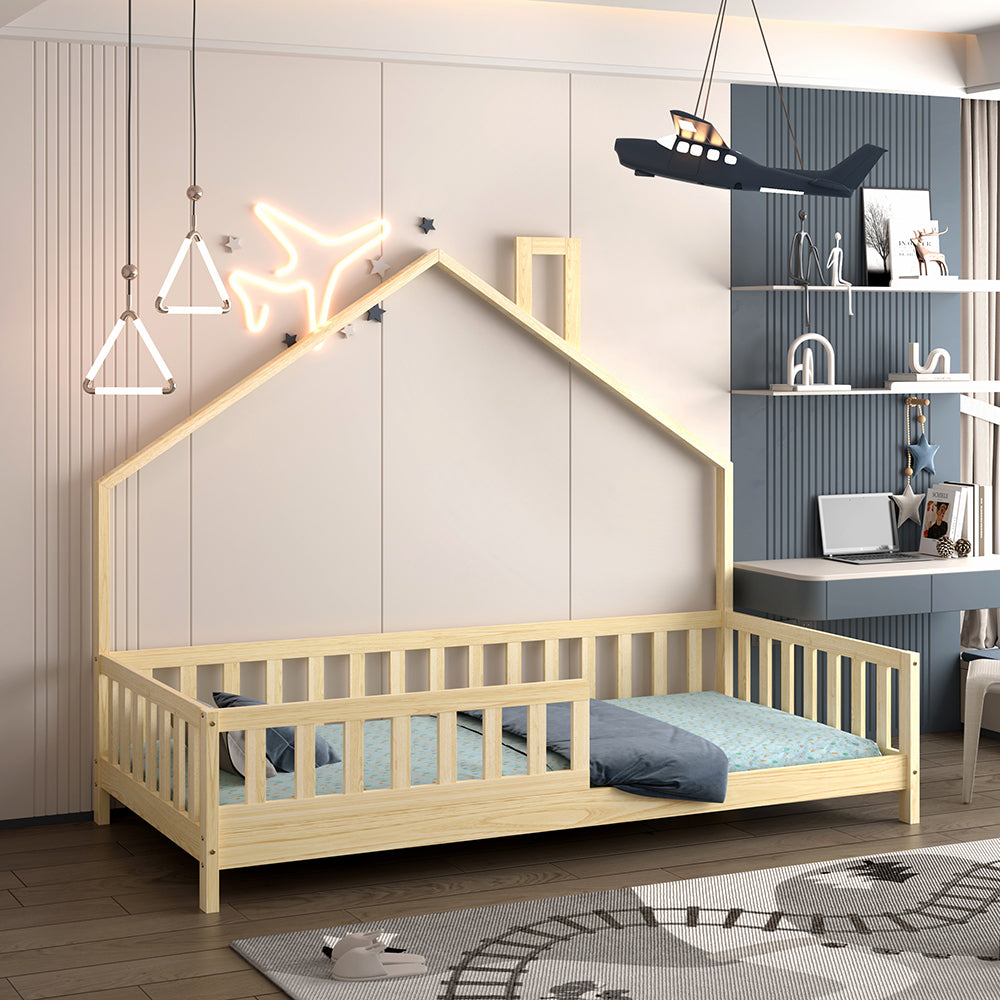 ΚΡΕΒΑΤΙ ΠΑΙΔΙΚΟ HOUSER τ.MONTESSORI ΞΥΛΟ ΠΕΥΚΟ ΦΥΣΙΚΟ ΓΙΑ 190x90εκ