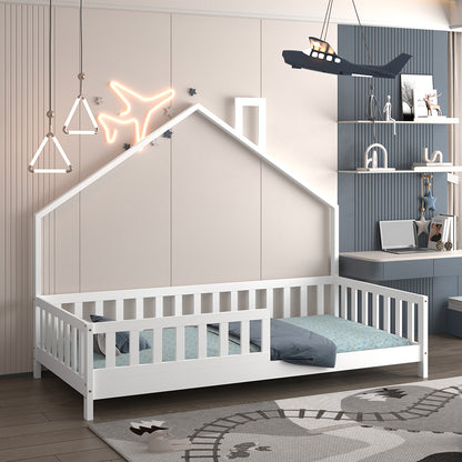 ΚΡΕΒΑΤΙ ΠΑΙΔΙΚΟ HOUSER τ.MONTESSORI ΞΥΛΟ ΠΕΥΚΟ ΛΕΥΚΟ ΓΙΑ 190x90εκ