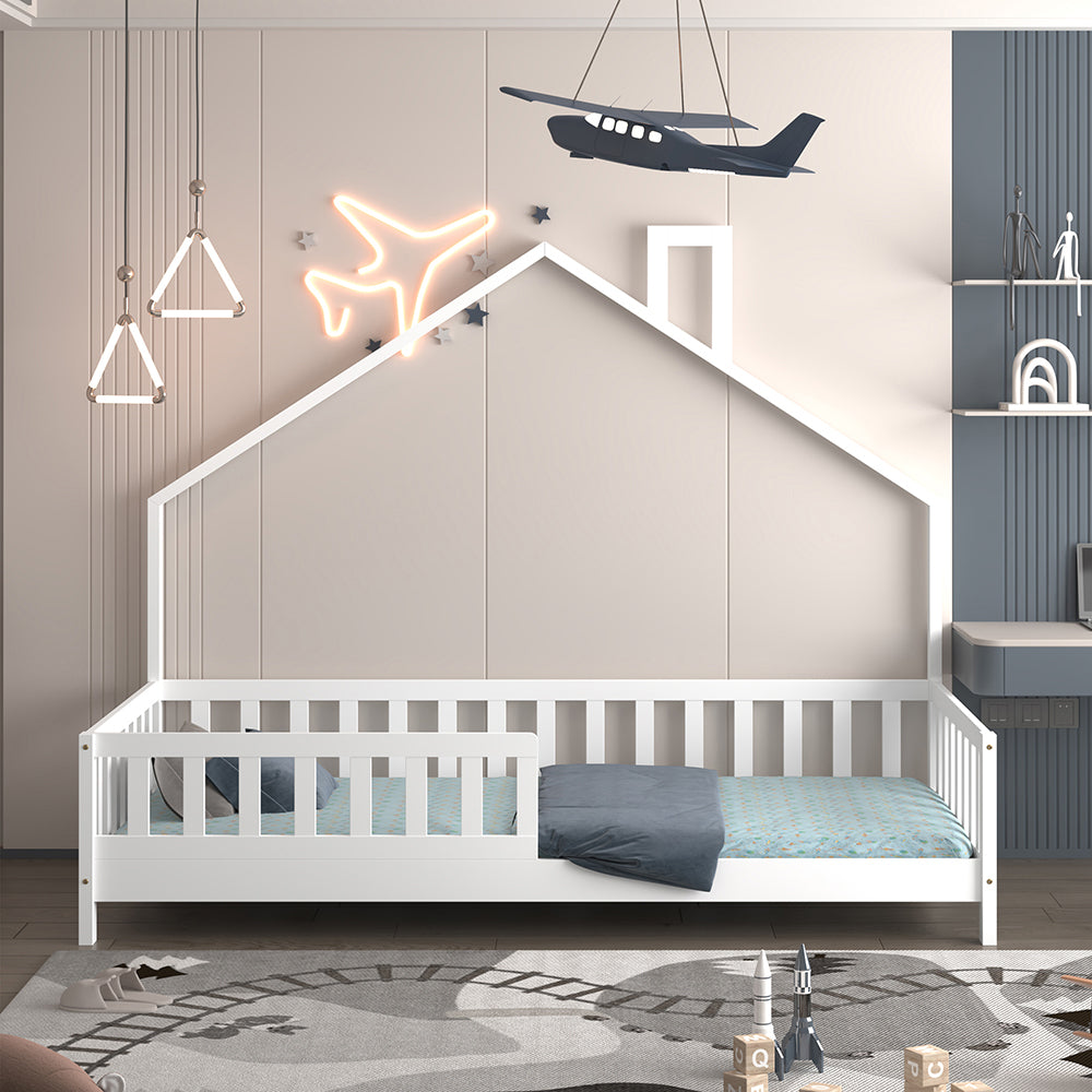 ΚΡΕΒΑΤΙ ΠΑΙΔΙΚΟ HOUSER τ.MONTESSORI ΞΥΛΟ ΠΕΥΚΟ ΛΕΥΚΟ ΓΙΑ 190x90εκ