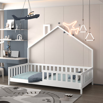 ΚΡΕΒΑΤΙ ΠΑΙΔΙΚΟ HOUSER τ.MONTESSORI ΞΥΛΟ ΠΕΥΚΟ ΛΕΥΚΟ ΓΙΑ 190x90εκ