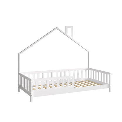 ΚΡΕΒΑΤΙ ΠΑΙΔΙΚΟ HOUSER τ.MONTESSORI ΞΥΛΟ ΠΕΥΚΟ ΛΕΥΚΟ ΓΙΑ 190x90εκ