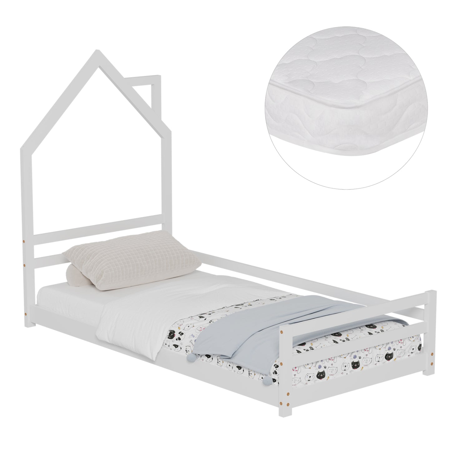 ΚΡΕΒΑΤΙ ΠΑΙΔΙΚΟ ΜΕ ΣΤΡΩΜΑ HOUSER ΞΥΛΟ ΠΕΥΚΟΥ ΣΕ ΛΕΥΚΟ ΣΤΡΩΜΑ 90x190εκ