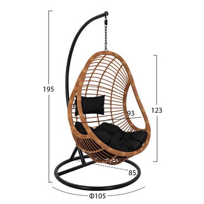 ΚΡΕΜΑΣΤΗ ΠΟΛΥΘΡΟΝΑ ΦΩΛΙΑ CALLIE ΜΕ ΜΠΕΖ WICKER & ΜΑΥΡΑ ΜΑΞΙΛΑΡΙΑ Φ105x195