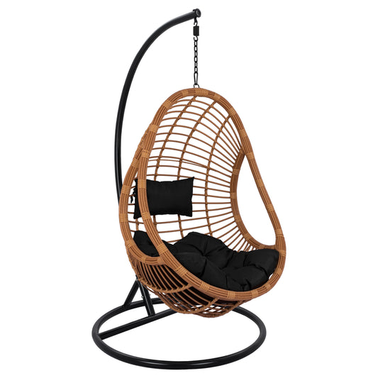 ΚΡΕΜΑΣΤΗ ΠΟΛΥΘΡΟΝΑ ΦΩΛΙΑ CALLIE ΜΕ ΜΠΕΖ WICKER & ΜΑΥΡΑ ΜΑΞΙΛΑΡΙΑ Φ105x195